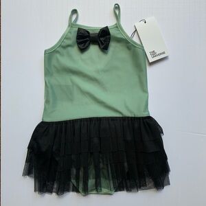 Green and Black Kids Swim One Piece